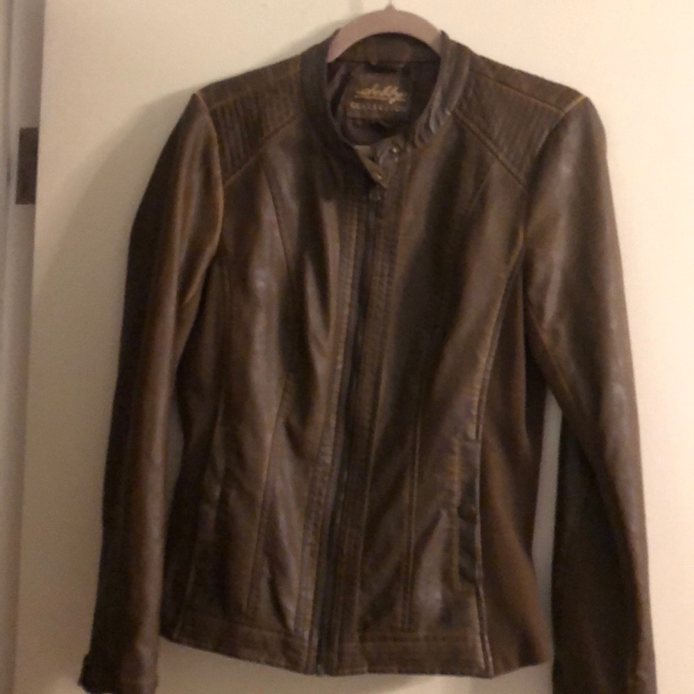 Faux leather brown women’s jacket